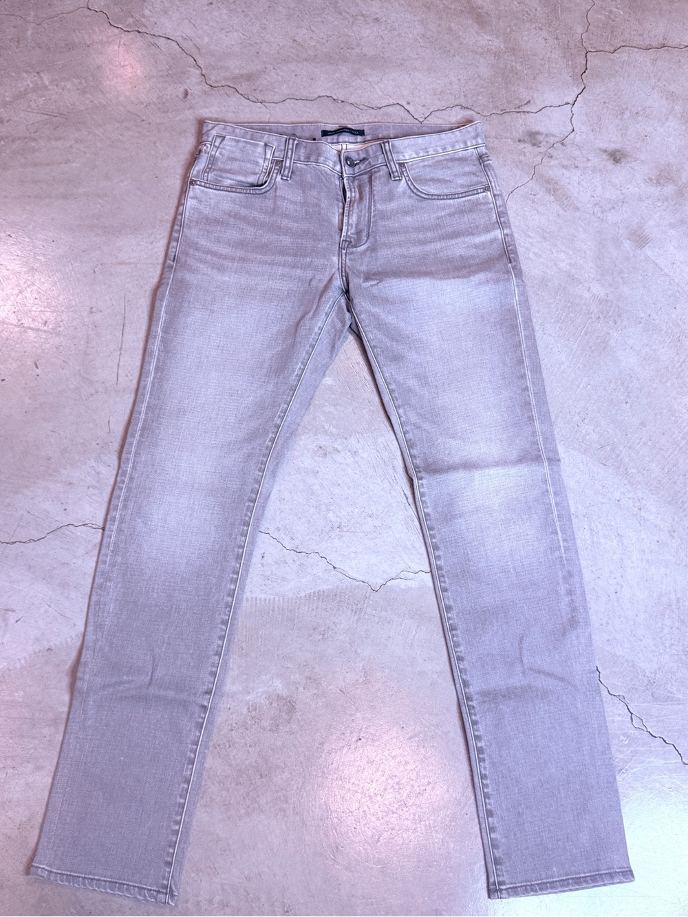 John Varvatos Men's Light Grey Slim Straight Jeans